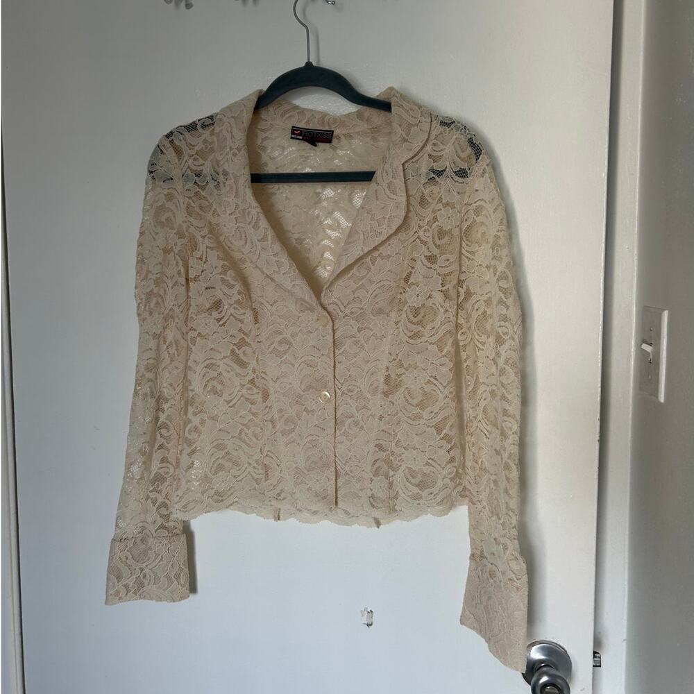 Vintage lace button-up top